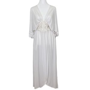 VTG Christian Dior White Embellished Angel Sleeve Beach Cover Up Dress Size S